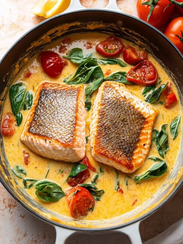 Creamy Tuscan Salmon with Tomatoes & Basil