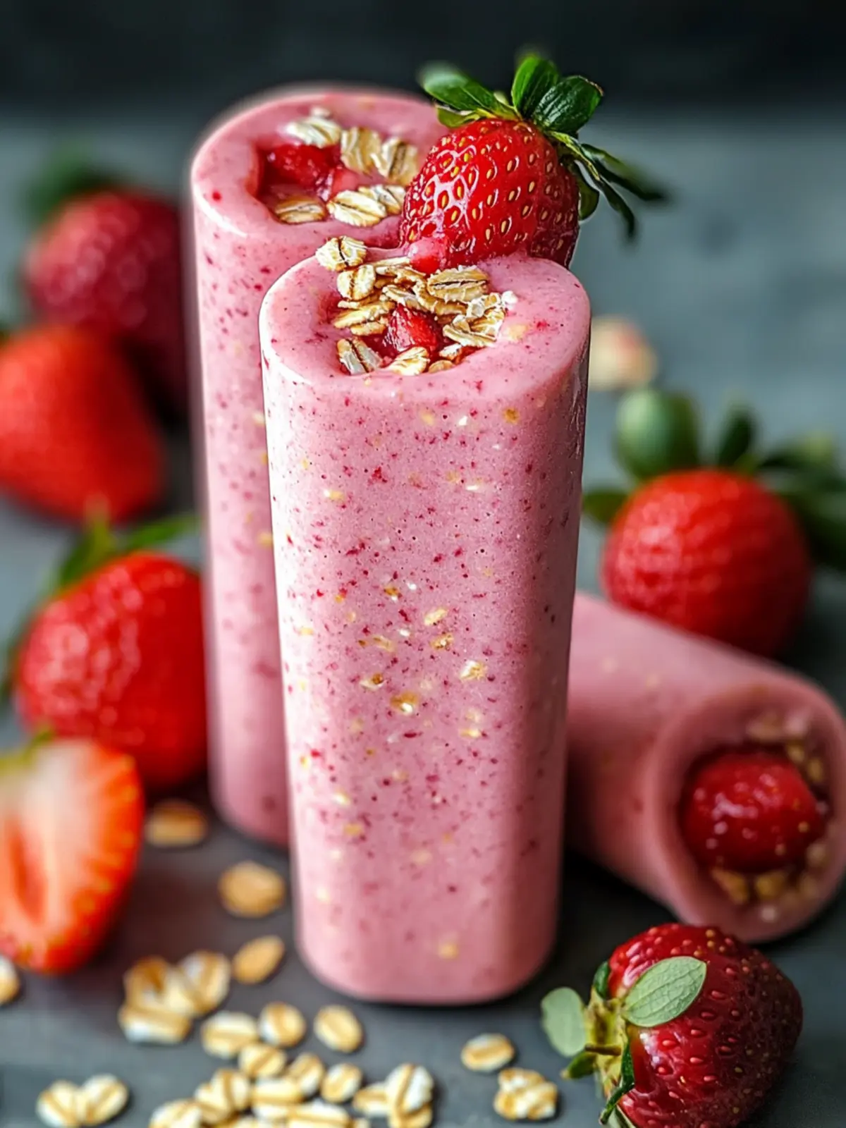 Homemade Strawberry Oat Smoothie Sticks
