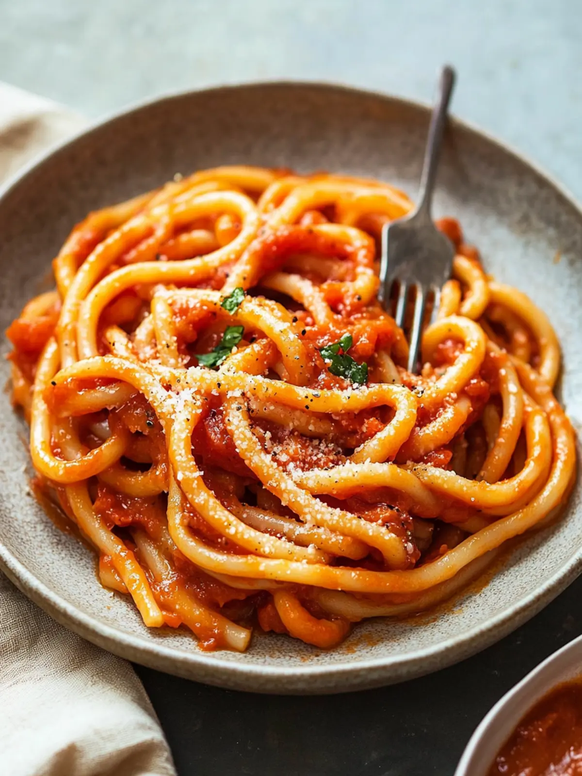 Pici all’Aglione (Pici Pasta with Garlic Tomato Sauce)