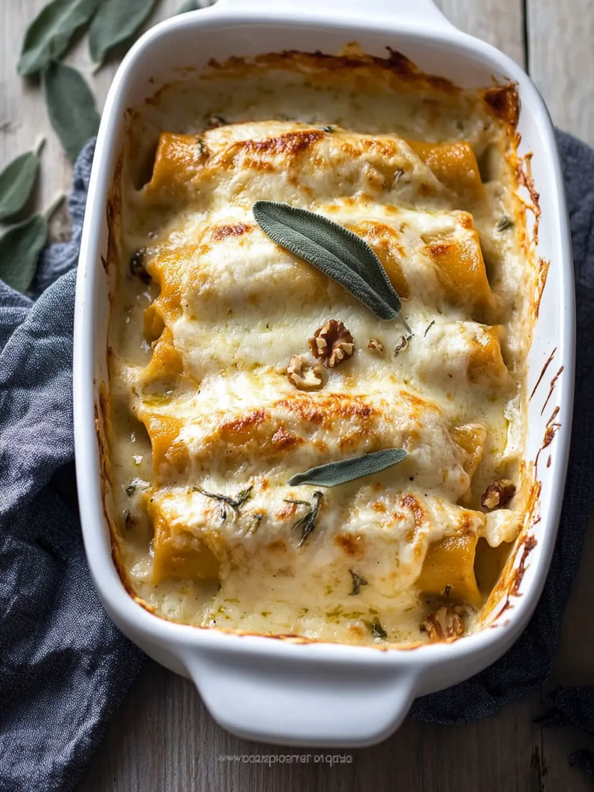 Butternut squash Cannelloni with Walnut-Sage Béchamel Sauce