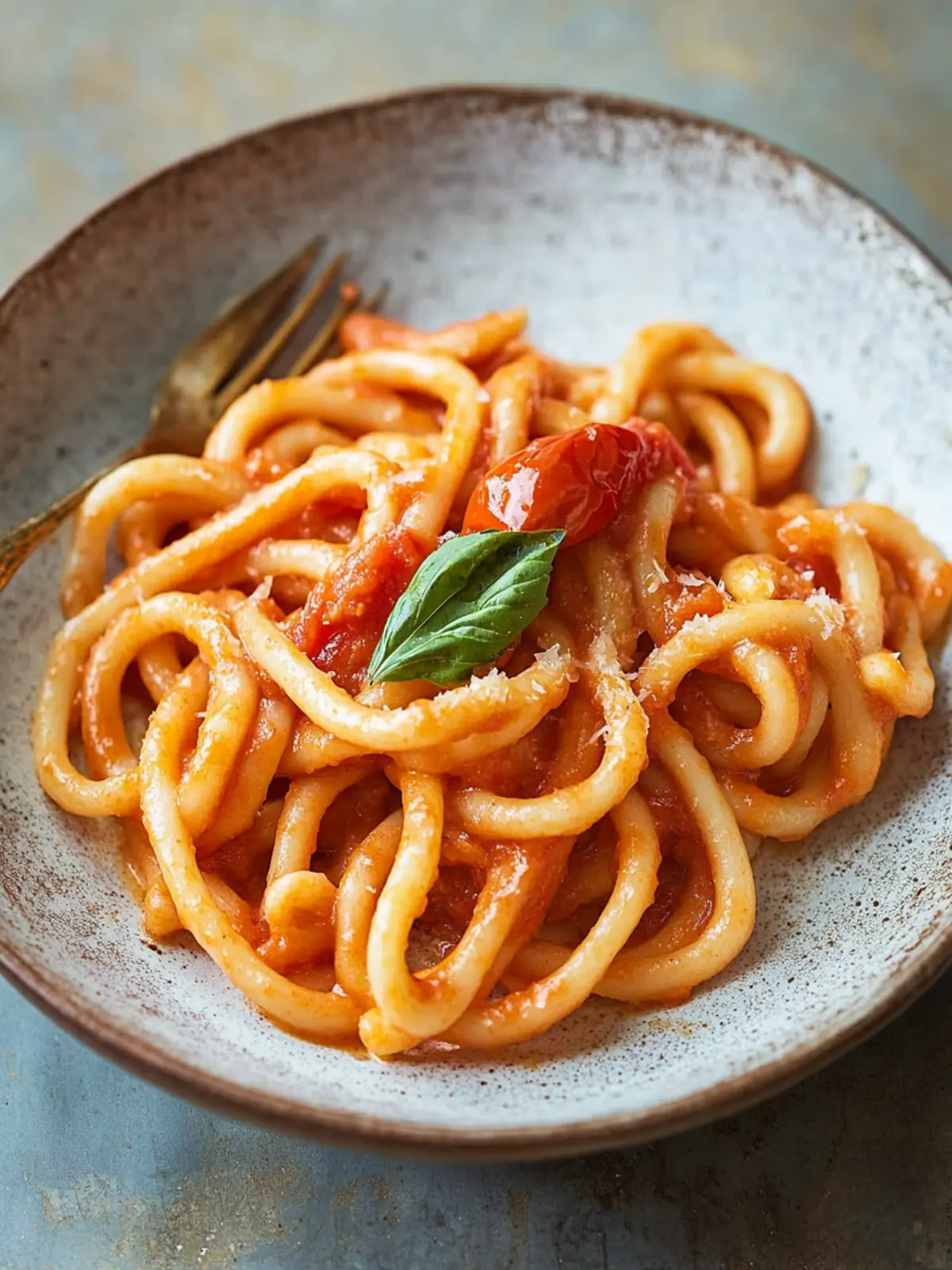 Pici all’Aglione (Pici Pasta with Garlic Tomato Sauce)