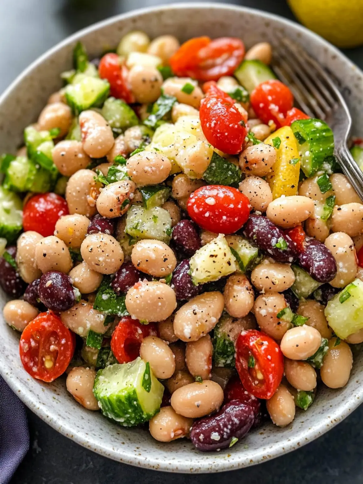 Greek Bean Salad with Lemon Marinated Beans