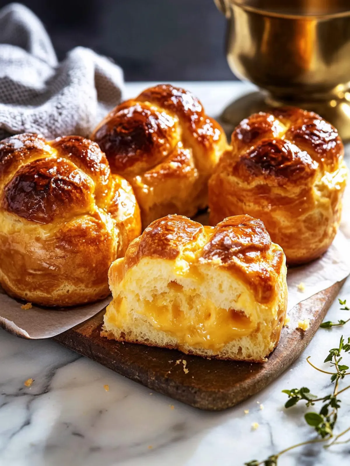 Salted Honey Butter Cheddar Brioche Rolls