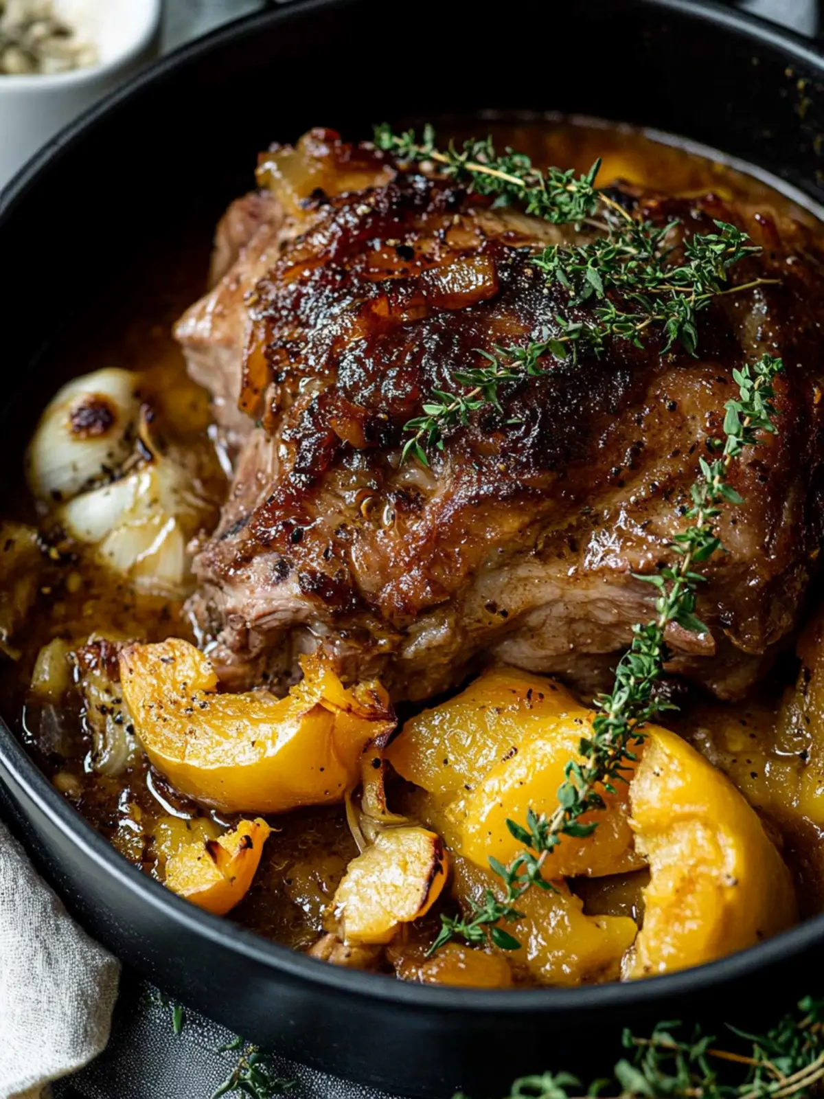 Apple Cider Braised Pork Shoulder with Roasted Garlic Whipped Butternut Squash