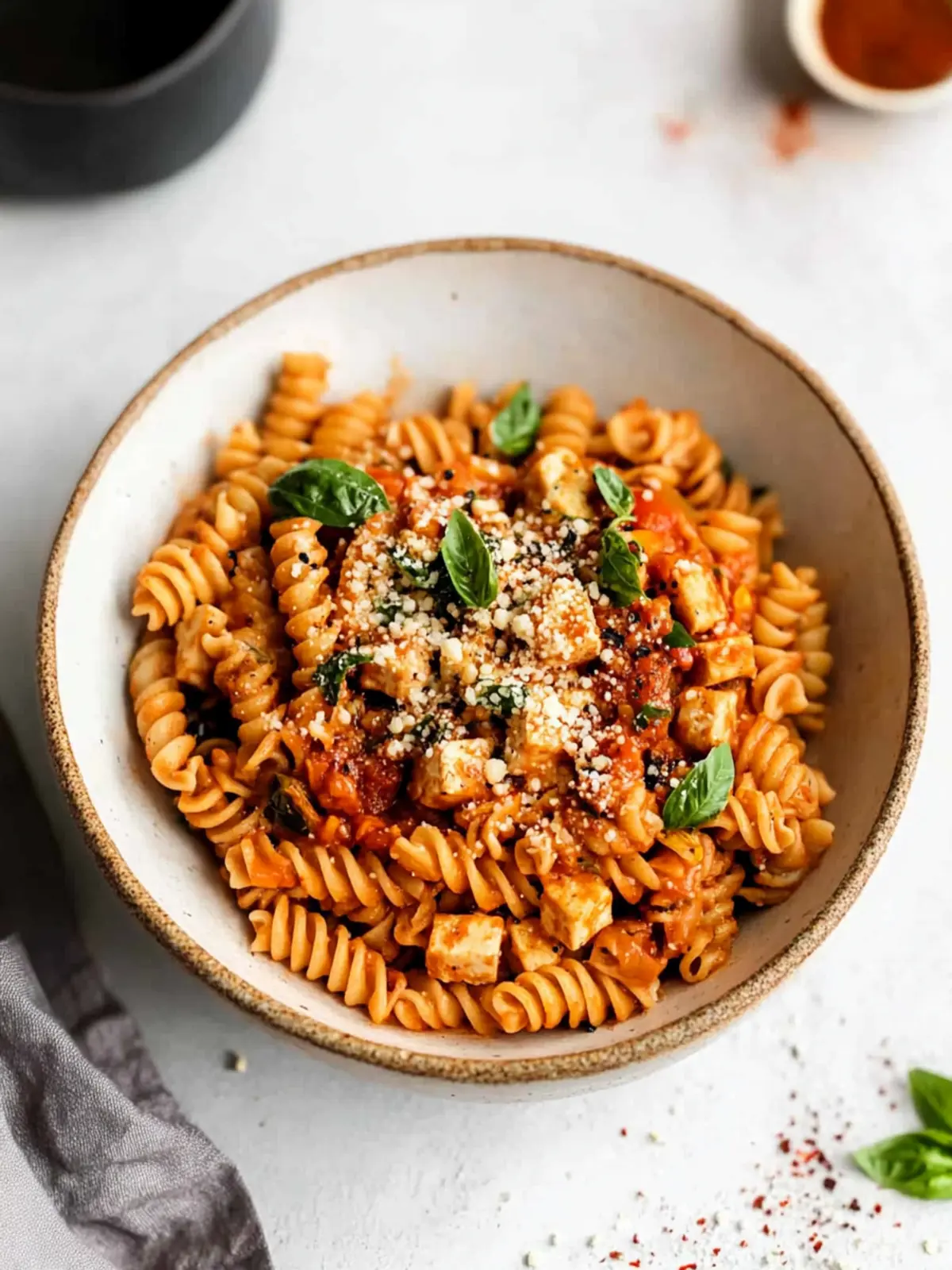 Tomato Basil Tofu Pasta