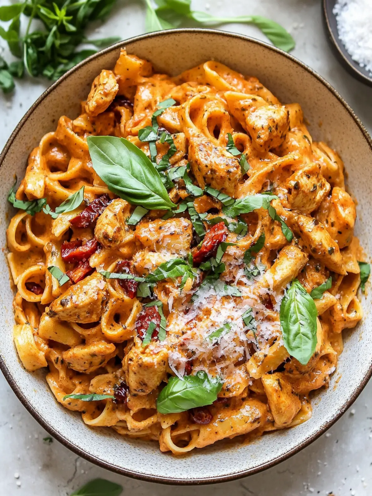 One Pot Creamy Roasted Red Pepper Chicken Pasta