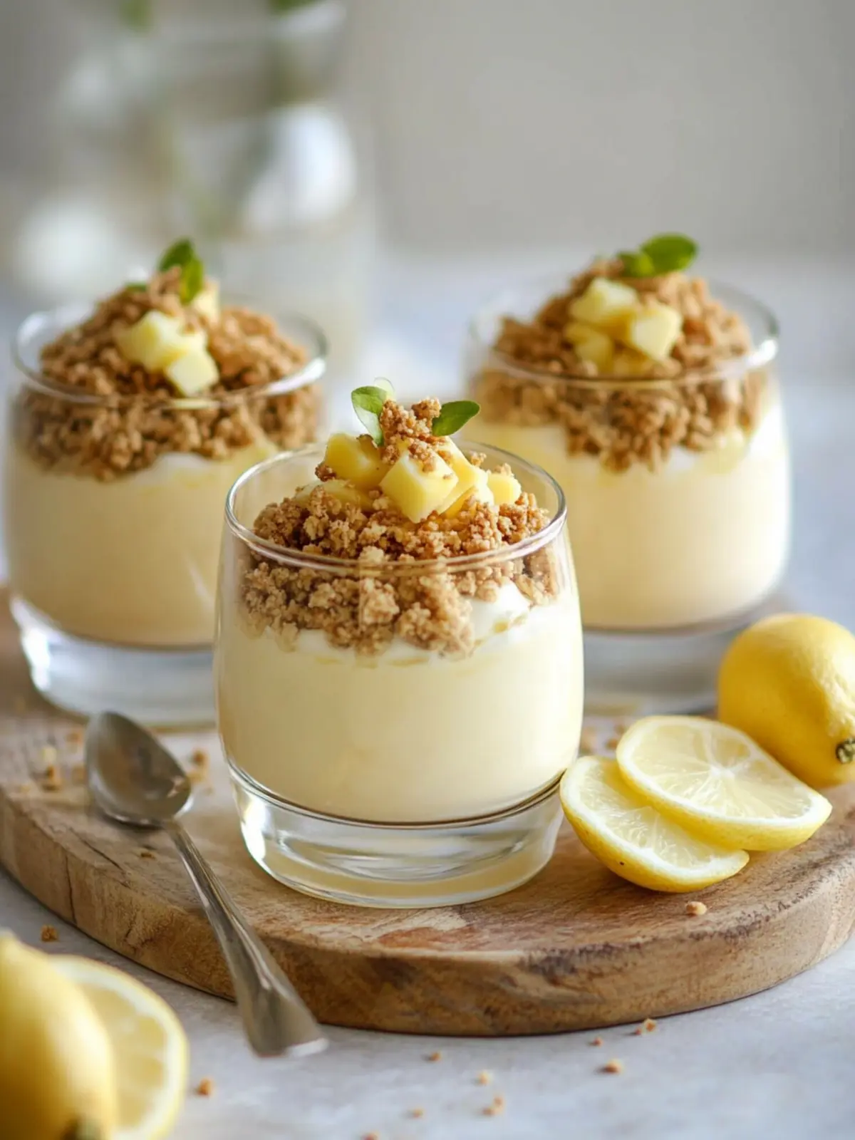 Lemon Yuzu Posset with White Chocolate Crumble