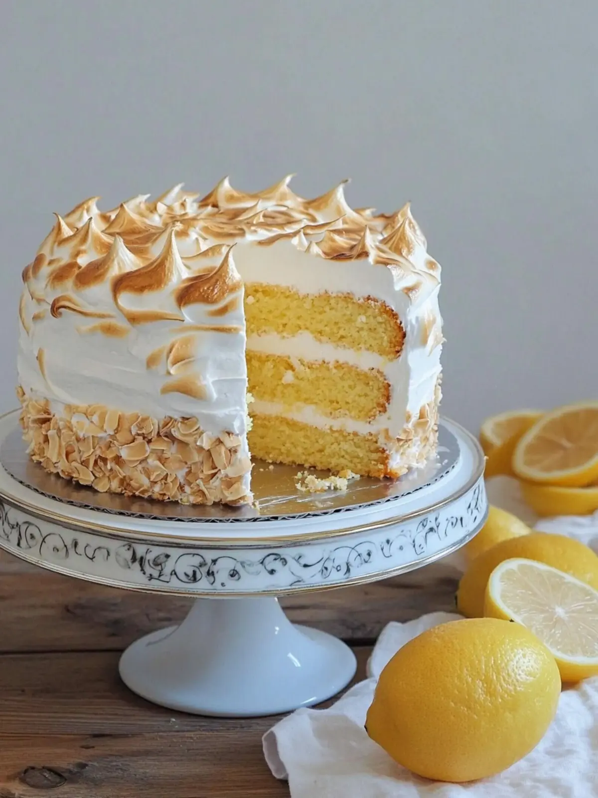 Lemon Mascarpone Italian Meringue Cake