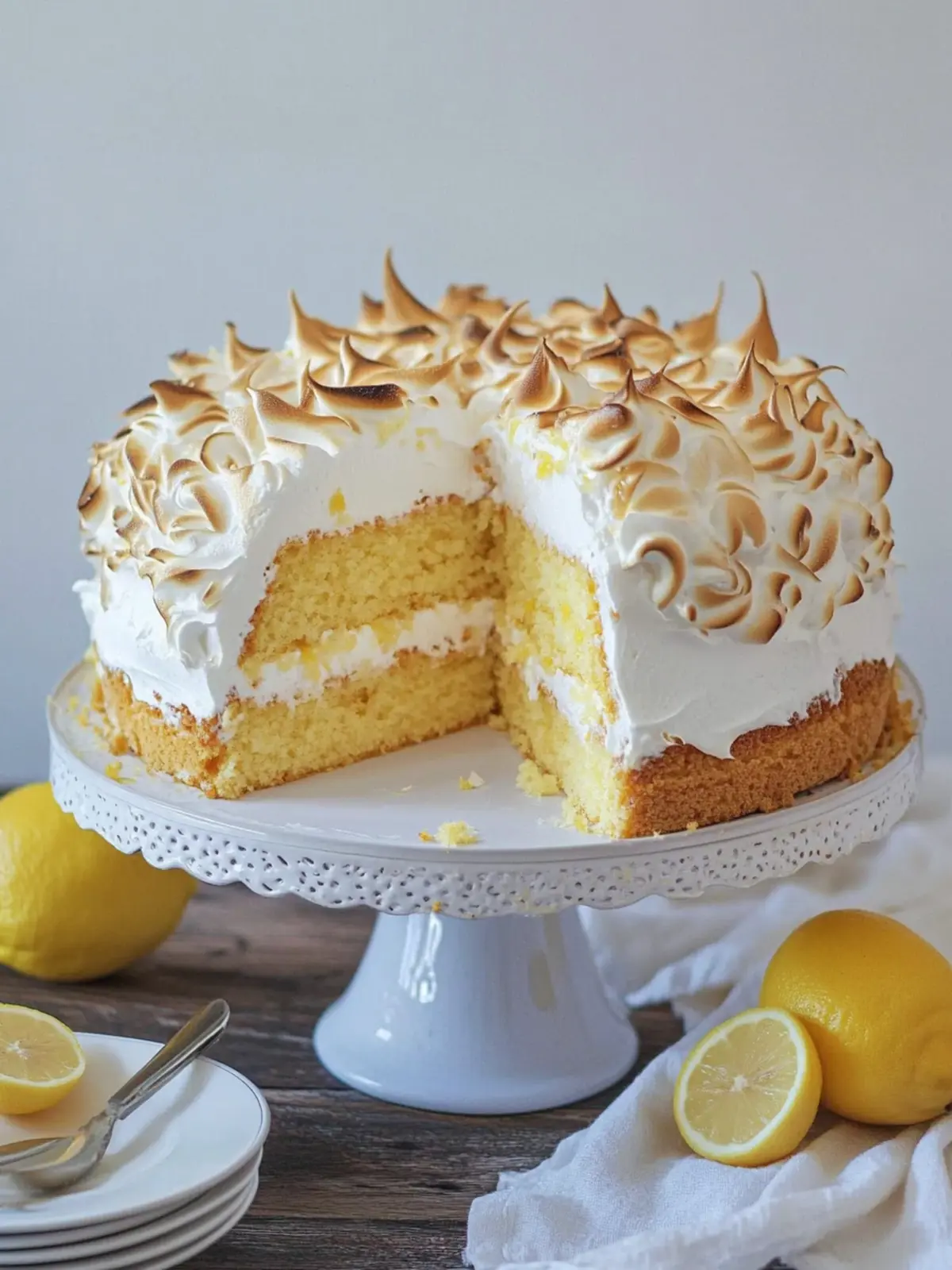 Lemon Mascarpone Italian Meringue Cake