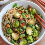 Vegan Togarashi Brussels Sprouts with Soba Noodle Salad