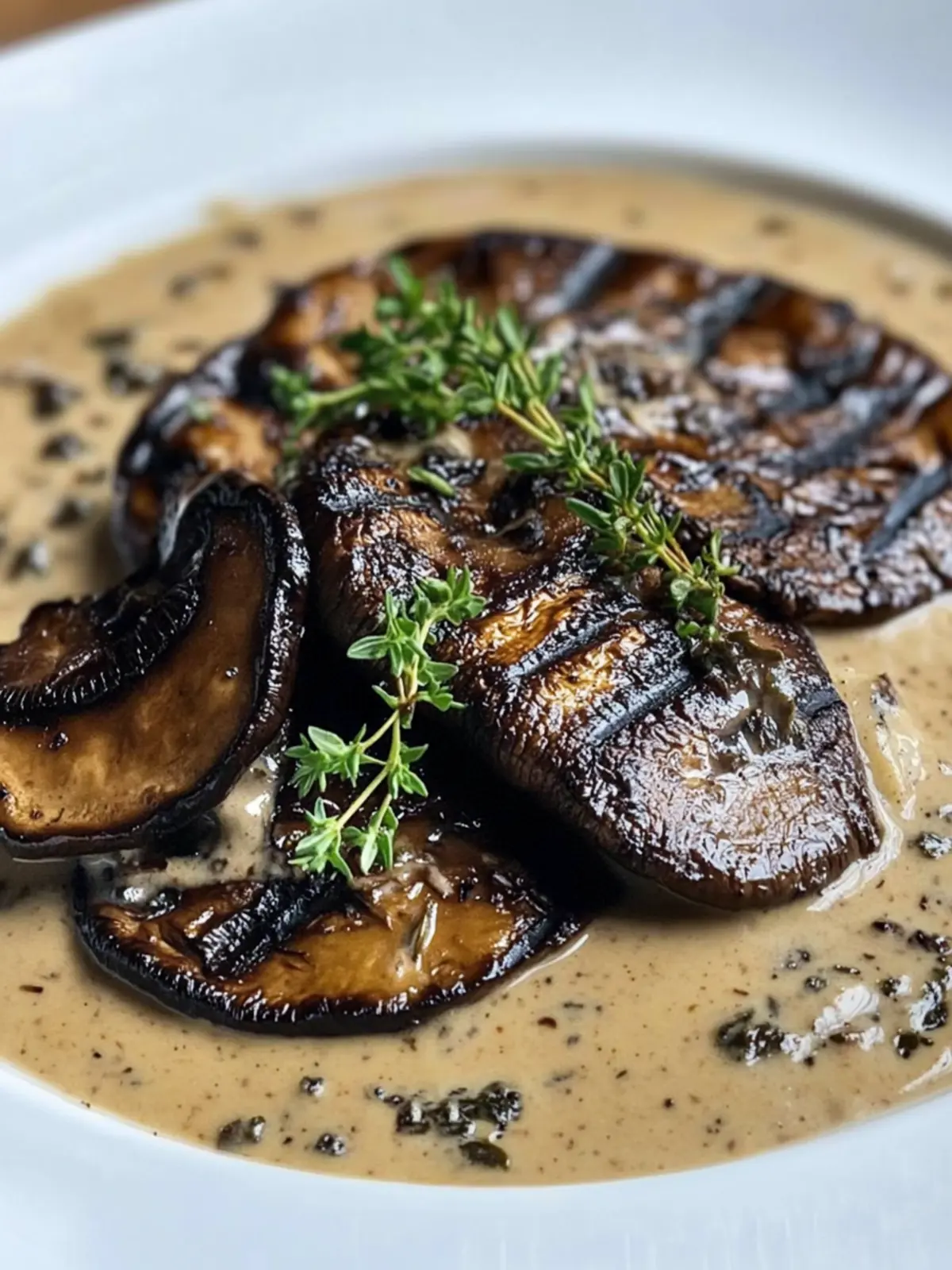 Grilled Portobello Mushroom in a Porcini Cream Sauce
