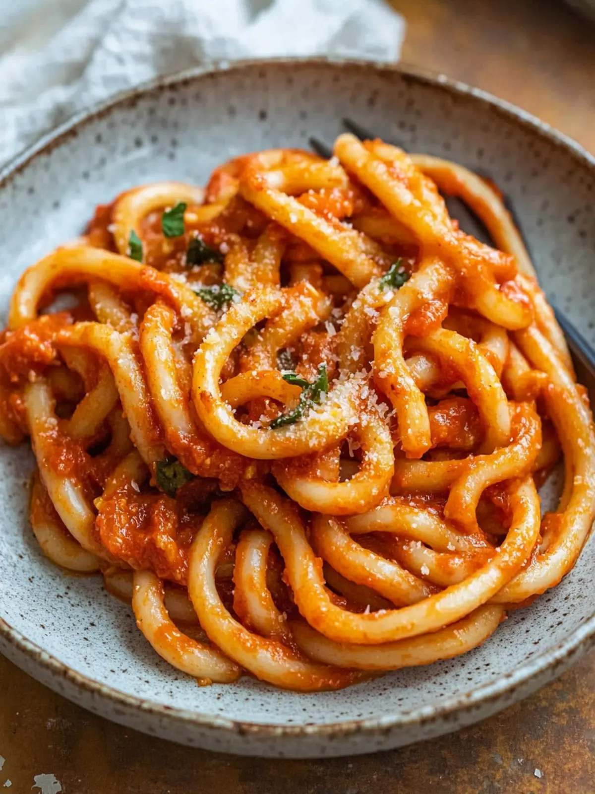 Pici all’Aglione (Pici Pasta with Garlic Tomato Sauce)