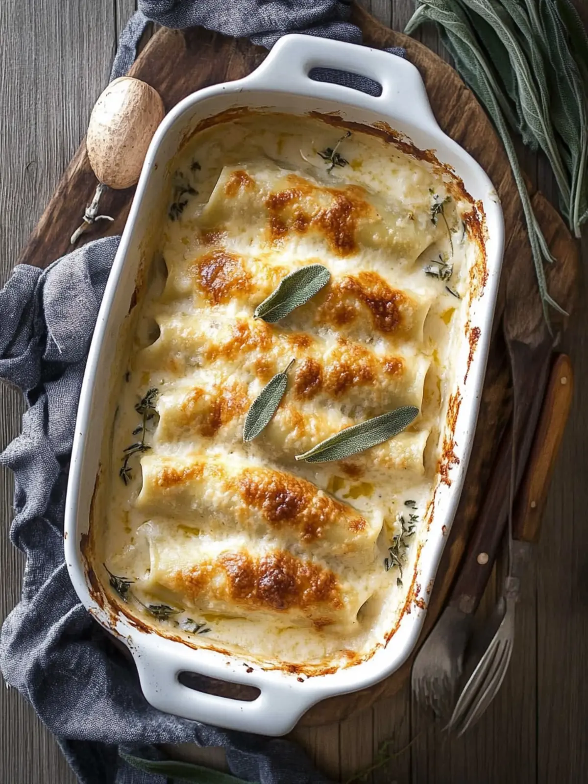Butternut squash Cannelloni with Walnut-Sage Béchamel Sauce