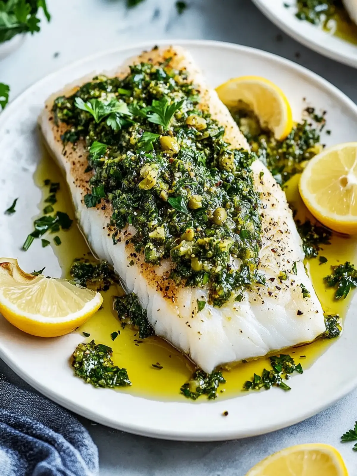 Baked Cod with Parsley Olive Tapenade
