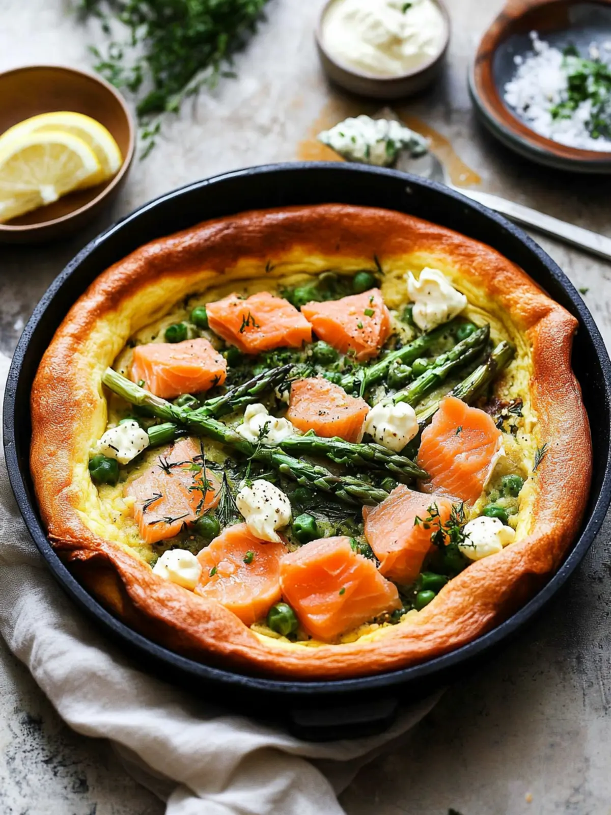 Savory Dutch Baby with Smoked Salmon & Asparagus