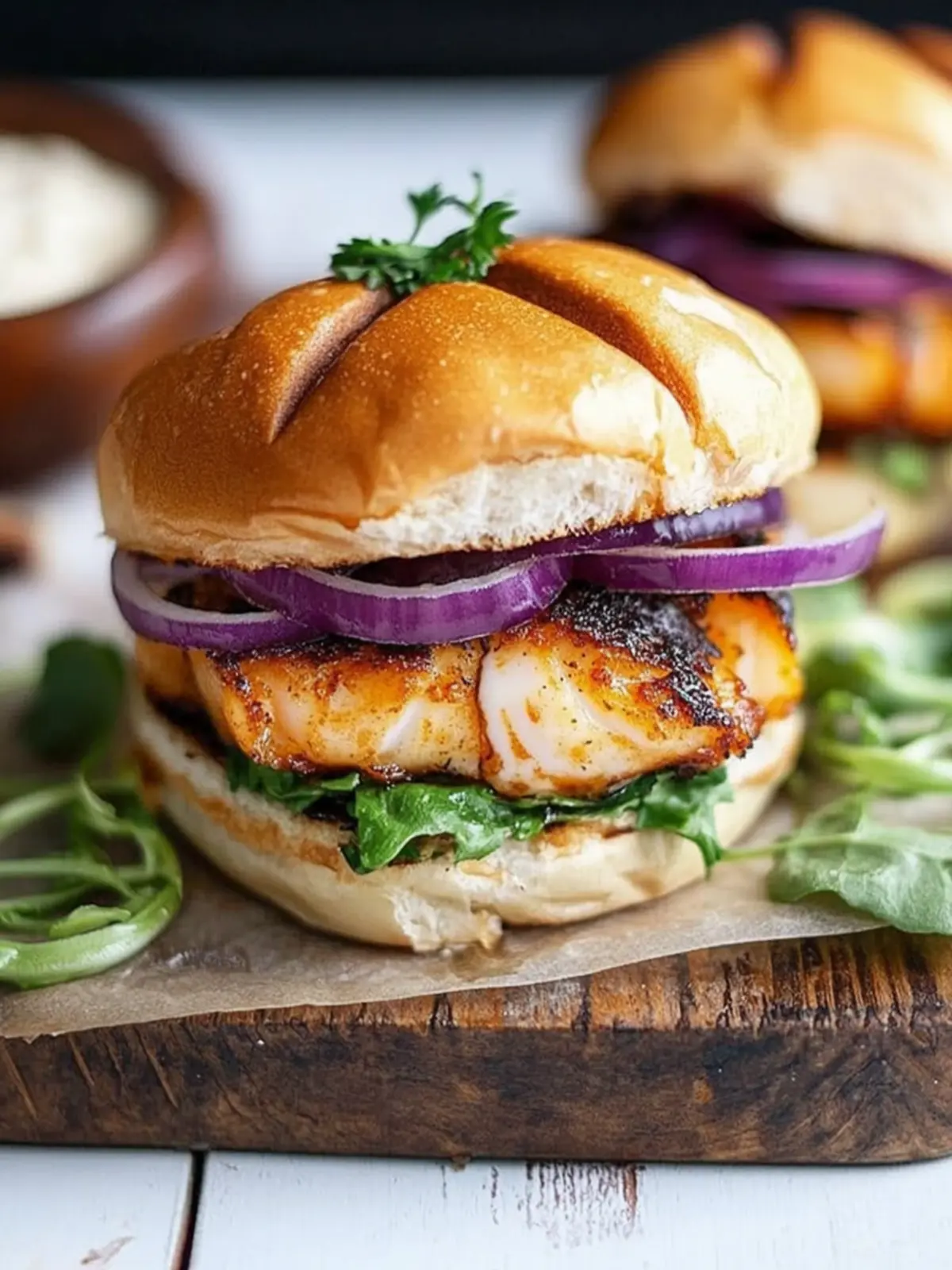 Blackened Fish Burger + Sriracha Mayo
