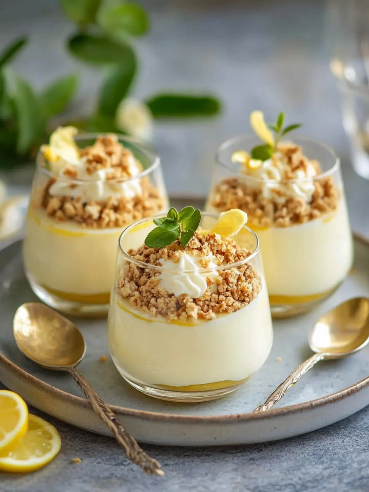 Lemon Yuzu Posset with White Chocolate Crumble