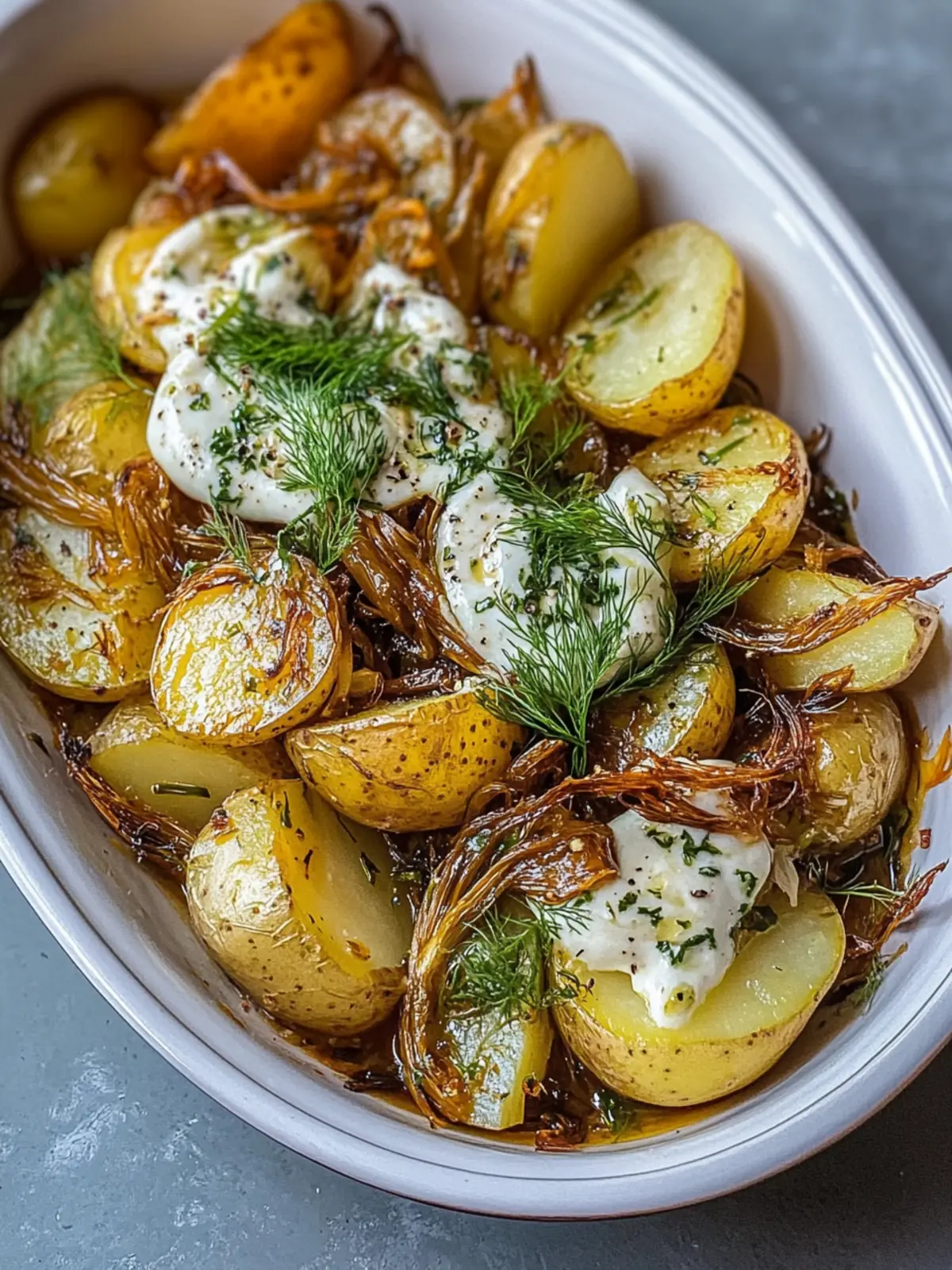 Caramelised Fennel and Potatoes with Creamy Tahini