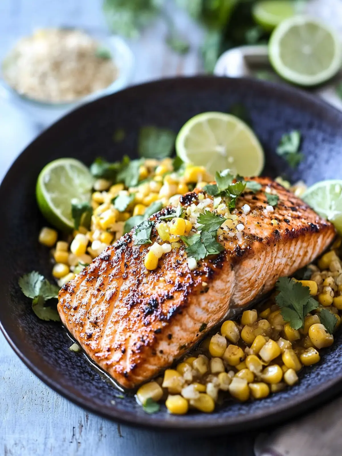 Chili Lime Salmon with Mexican Street Corn Sauté
