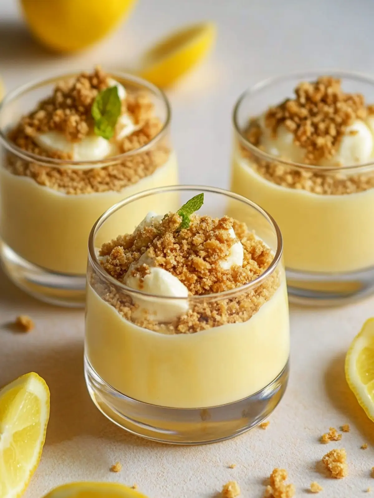 Lemon Yuzu Posset with White Chocolate Crumble