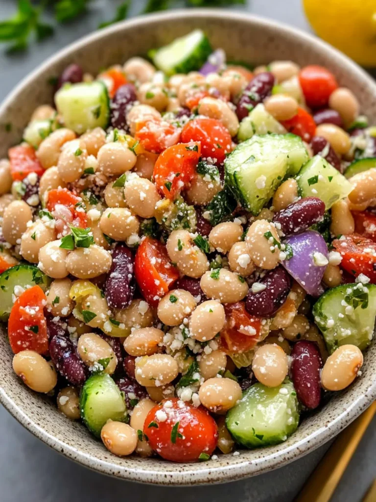 Greek Bean Salad with Lemon Marinated Beans