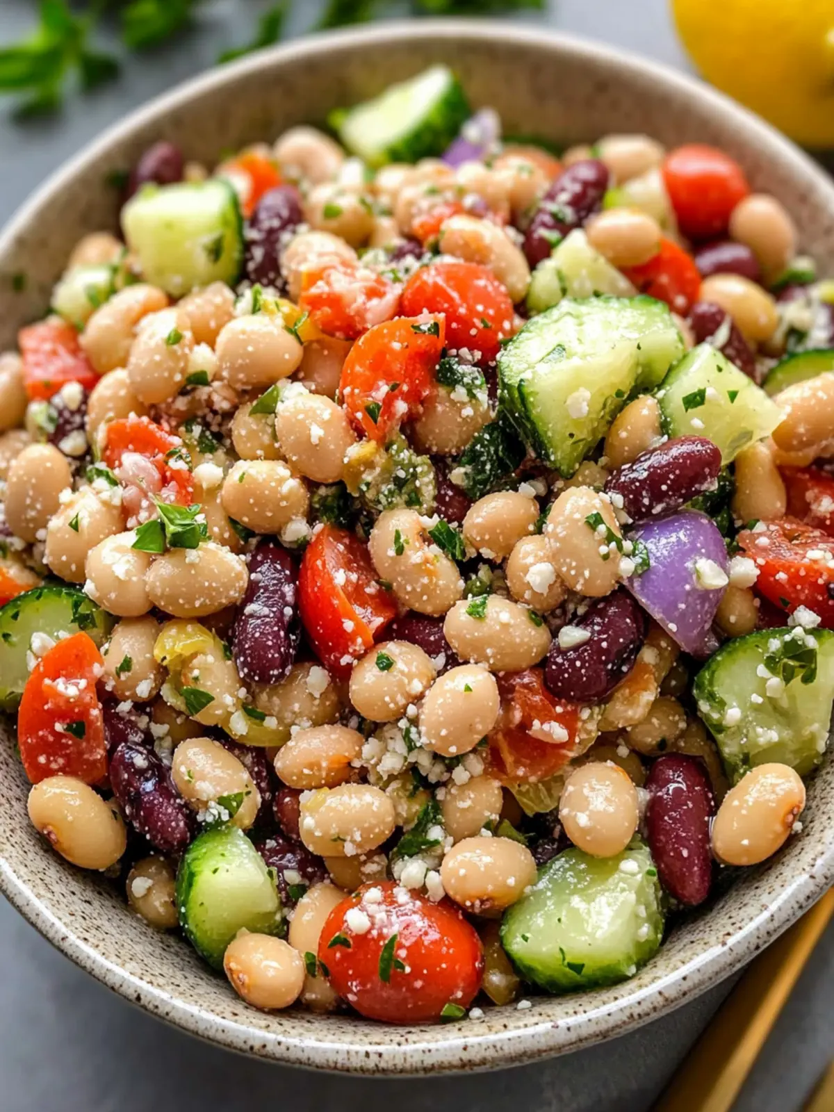 Greek Bean Salad with Lemon Marinated Beans