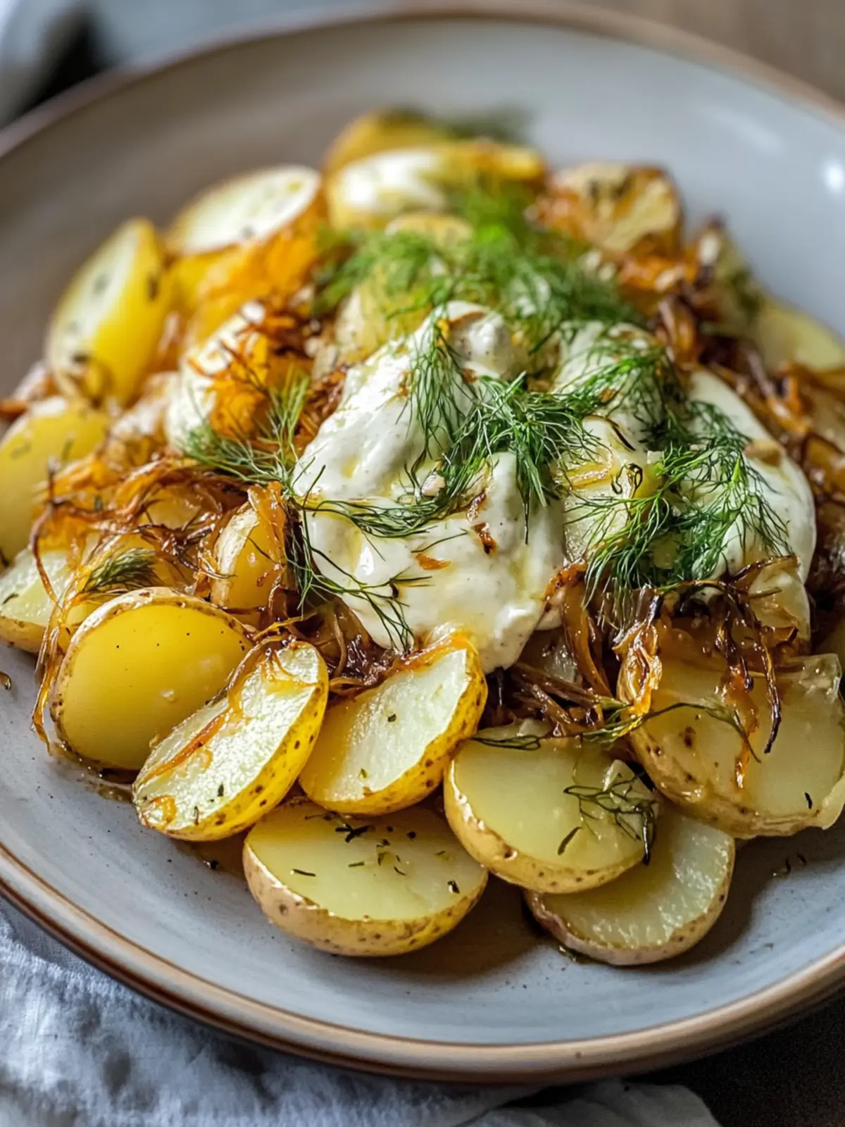 Caramelised Fennel and Potatoes with Creamy Tahini
