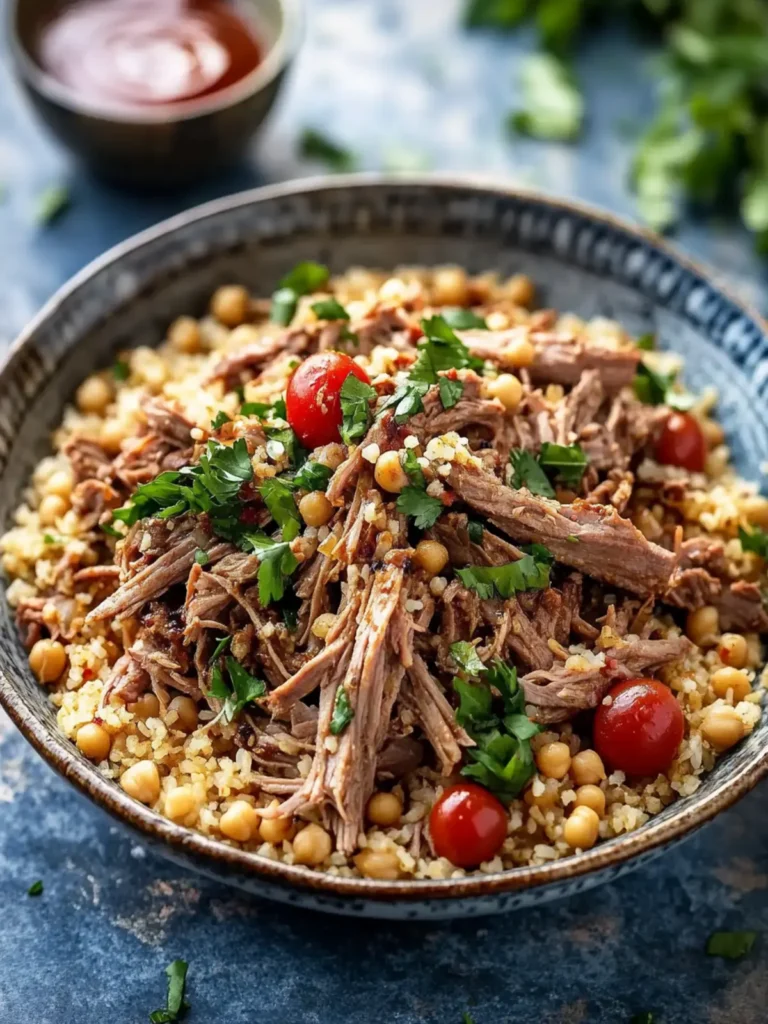 Eastern Shredded Lamb with Chickpea Pilaf