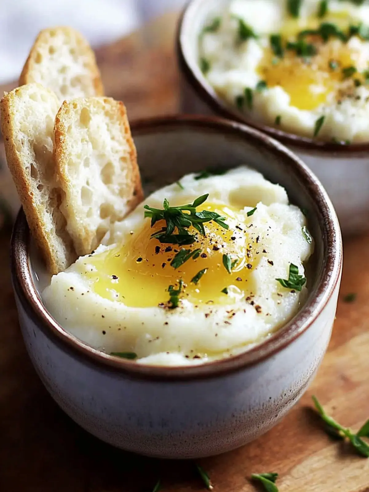 Coddled Eggs with Mashed Potatoes
