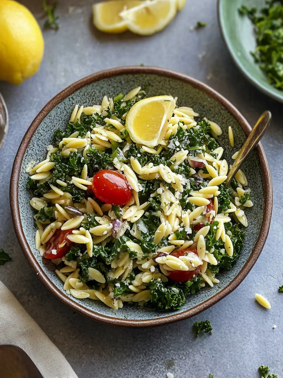 Orzo Kale Salad with Lemon Vinaigrette