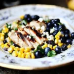 Grilled Chicken Salad with Feta, Fresh Corn, and Blueberries