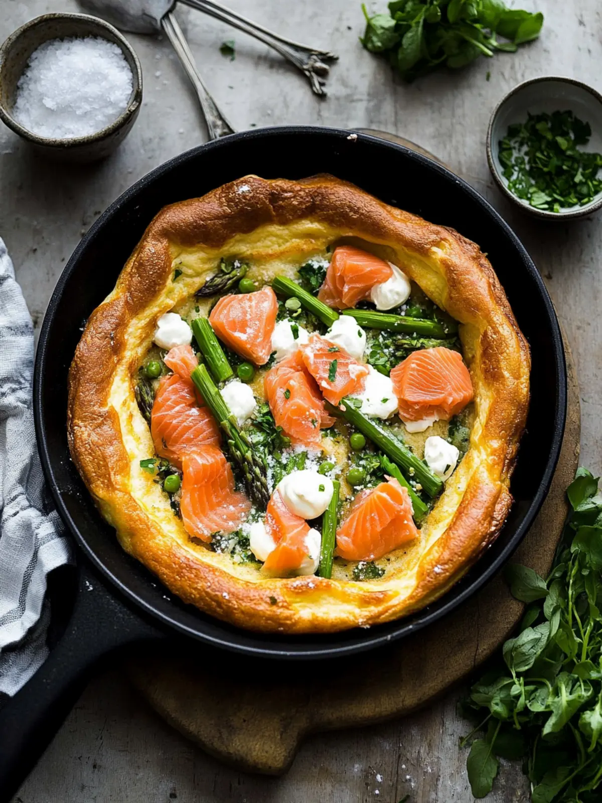 Savory Dutch Baby with Smoked Salmon & Asparagus