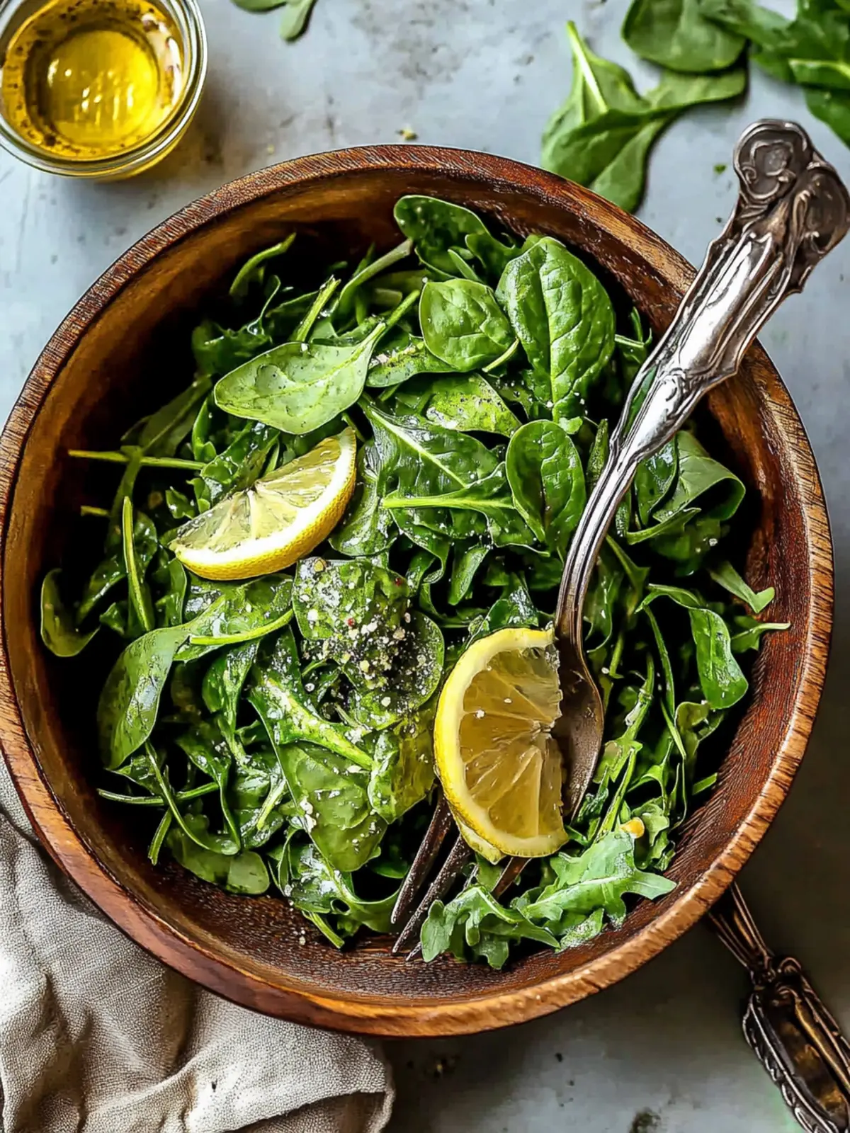 Simple Spinach Arugula Salad with Lemon Vinaigrette