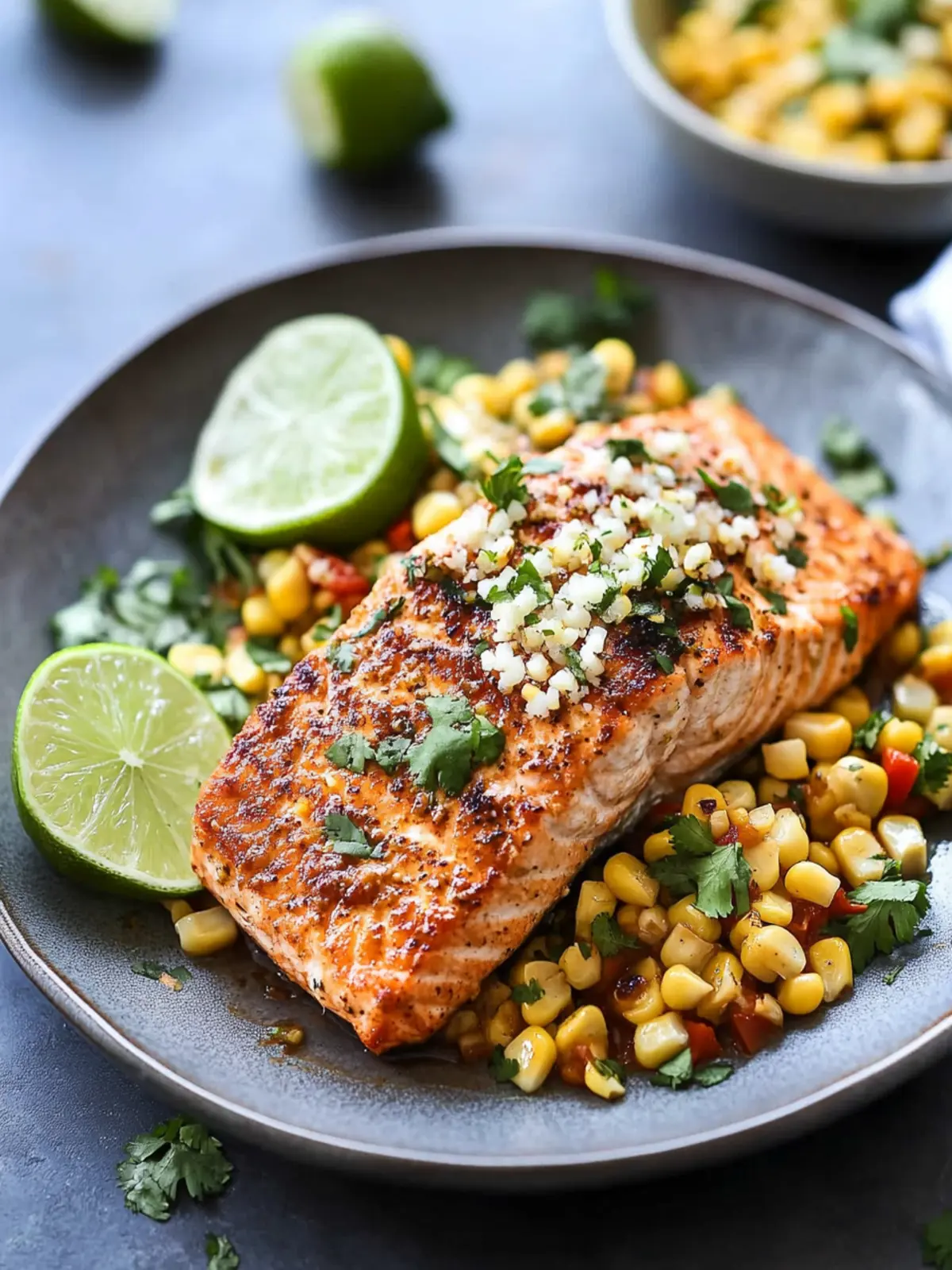 Chili Lime Salmon with Mexican Street Corn Sauté