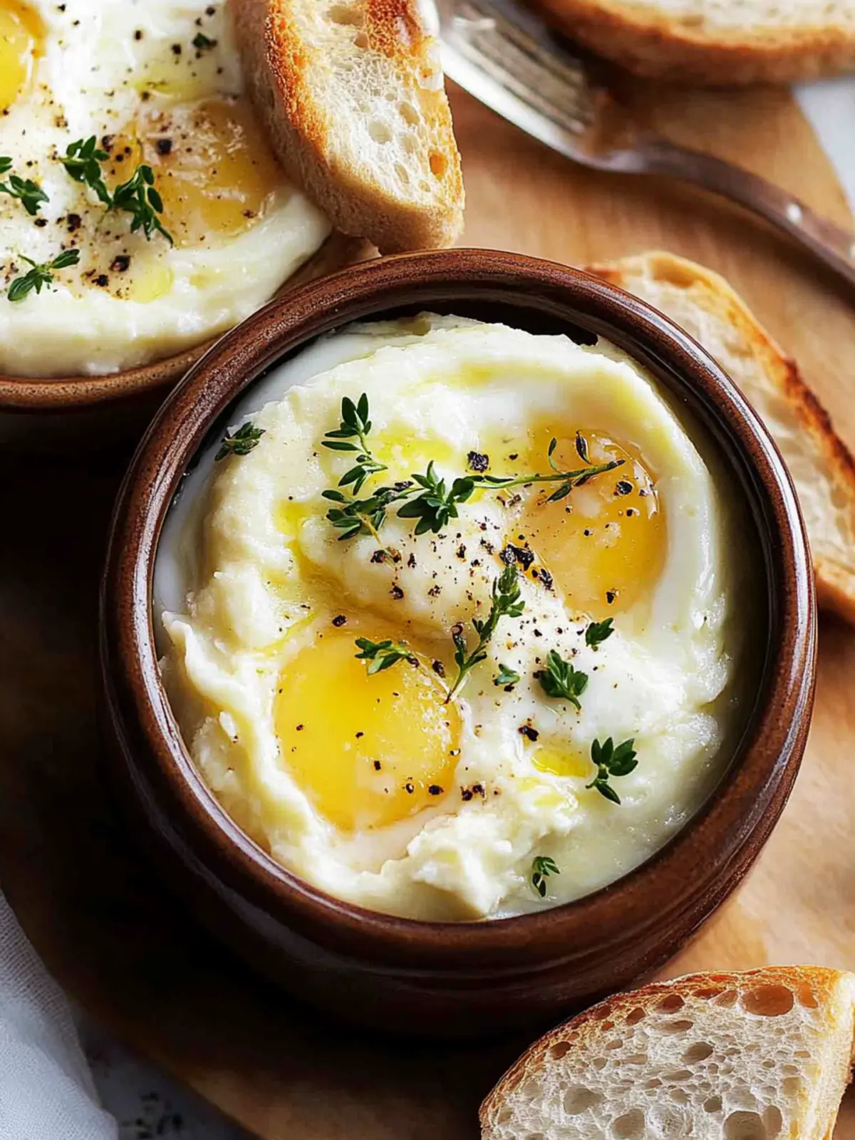 Coddled Eggs with Mashed Potatoes