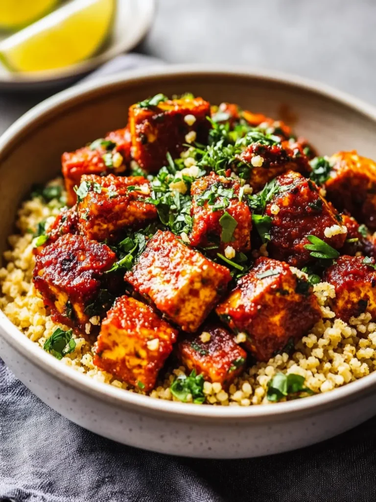 Harissa tofu with herby couscous