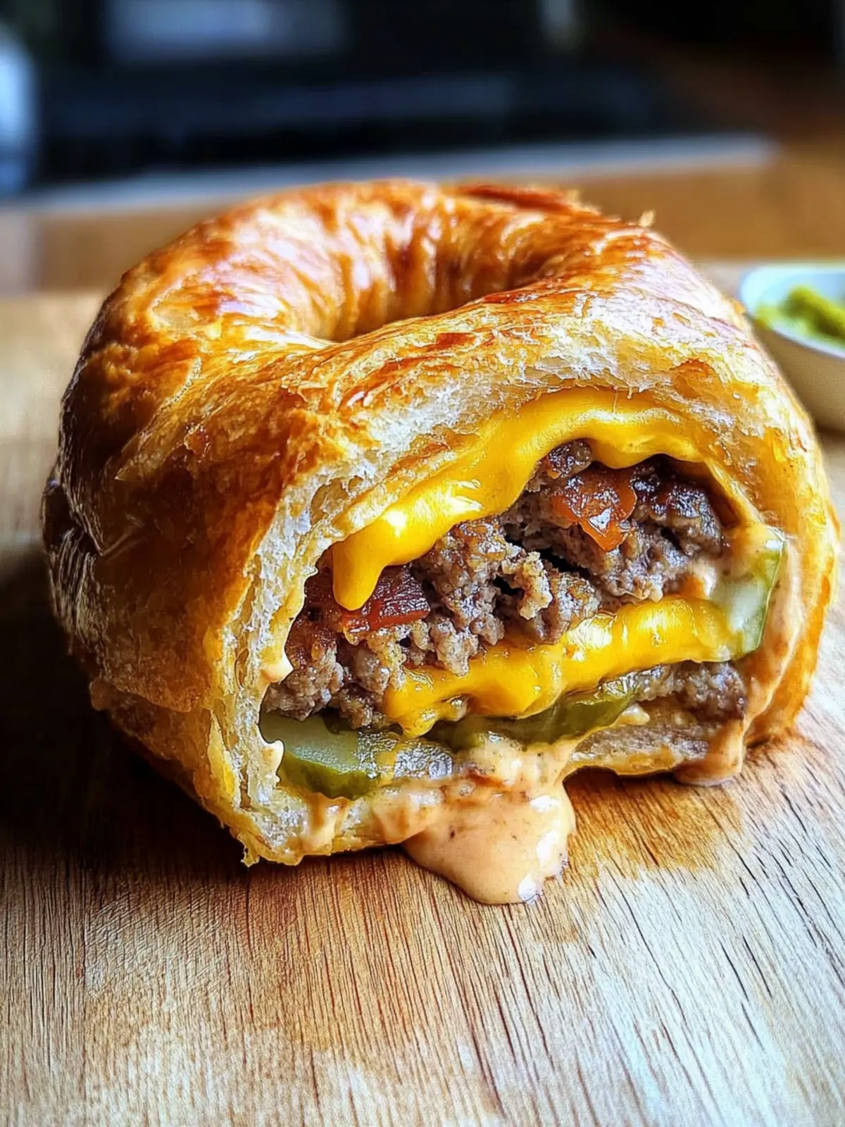 Viral Cheeseburger Onion Ring Roll