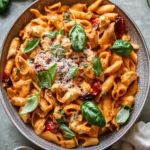 One Pot Creamy Roasted Red Pepper Chicken Pasta