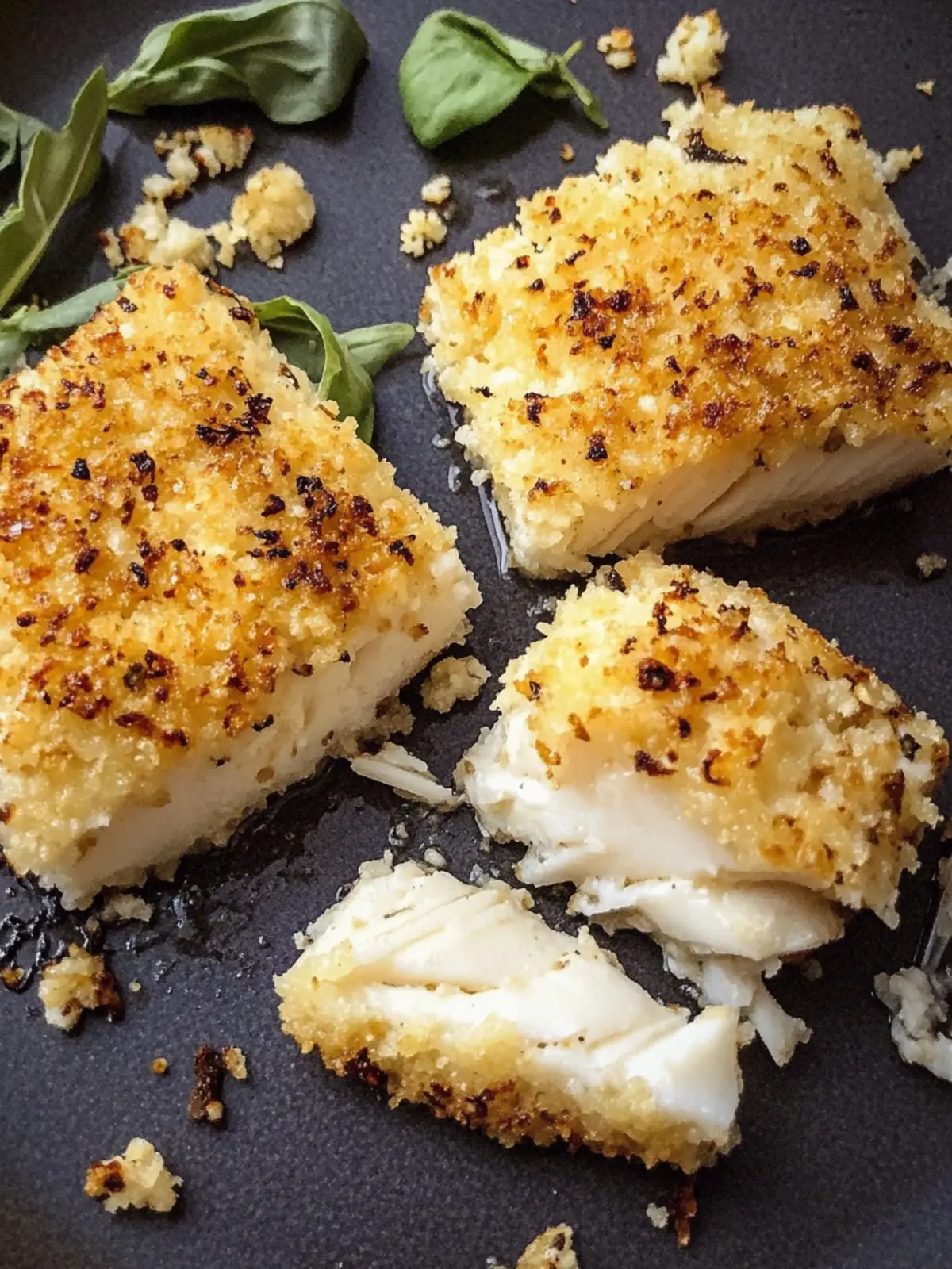 Panko parmesan crusted halibut