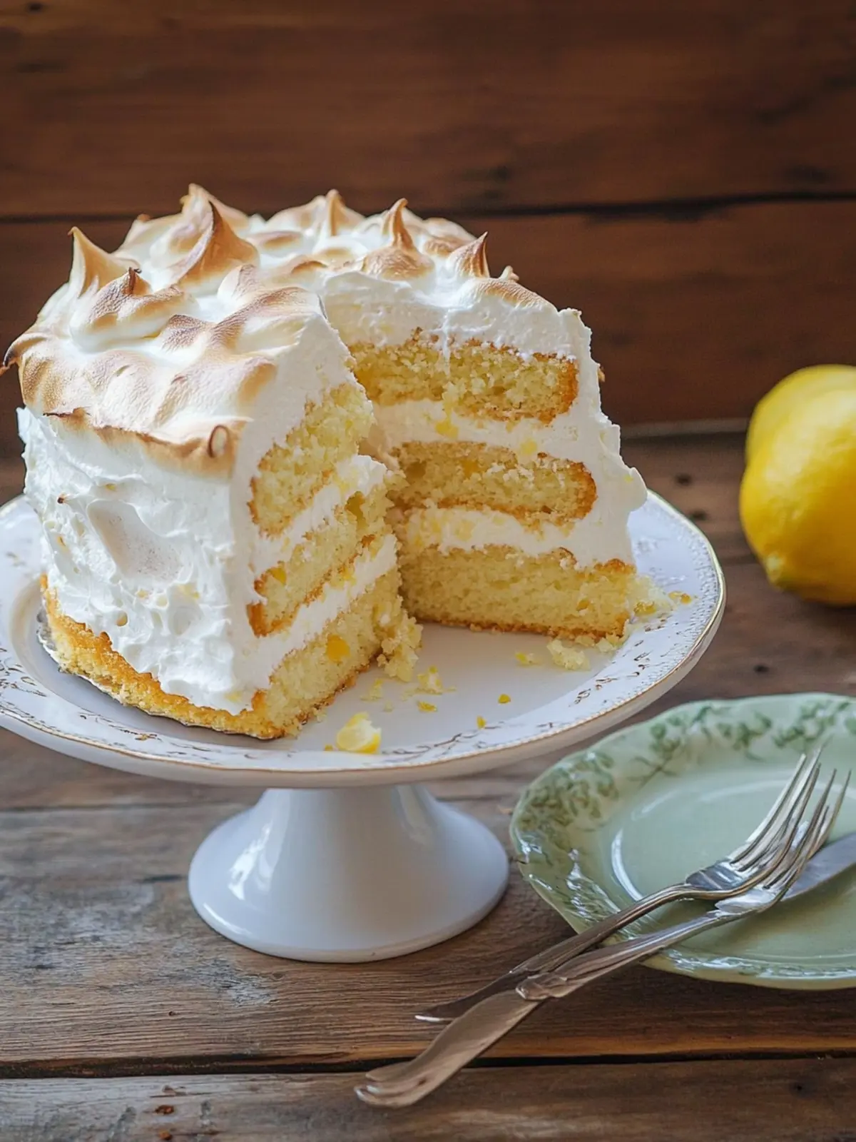 Lemon Mascarpone Italian Meringue Cake