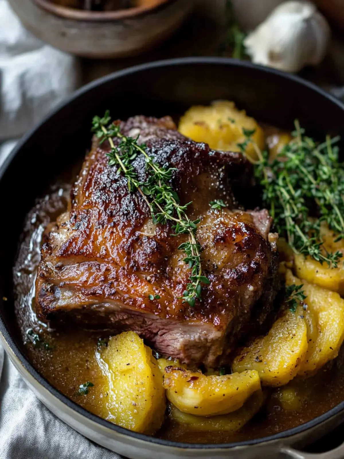 Apple Cider Braised Pork Shoulder with Roasted Garlic Whipped Butternut Squash