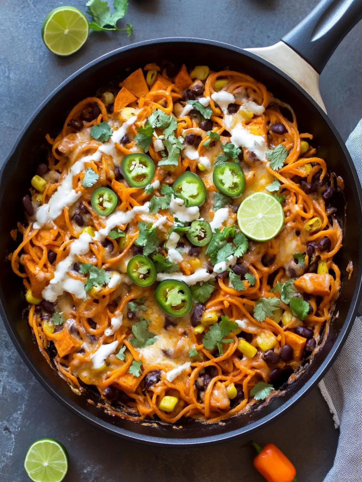 Enchilada Sweet Potato Noodles Skillet