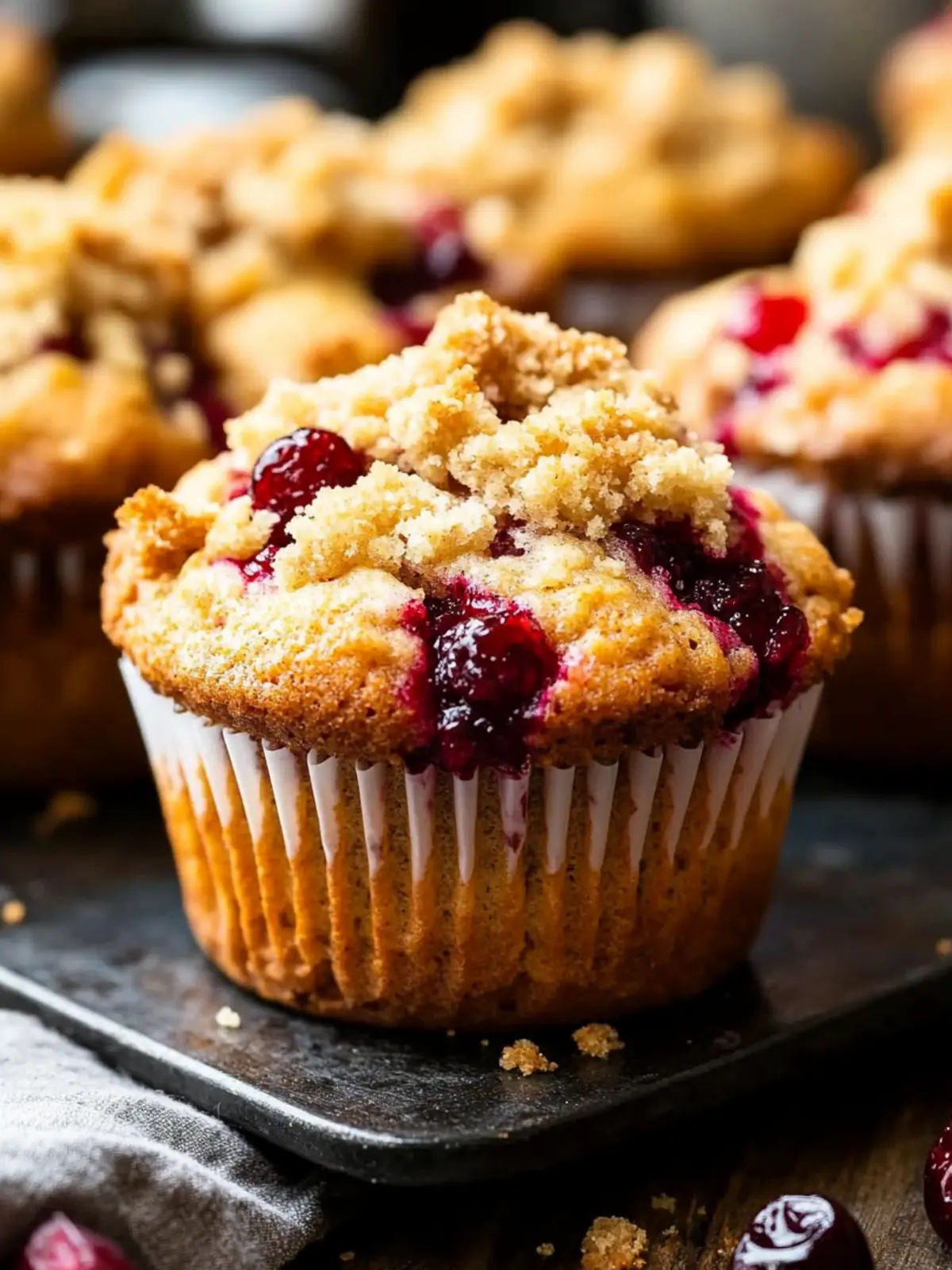 Leftover Cranberry Sauce Muffins with Streusel Topping