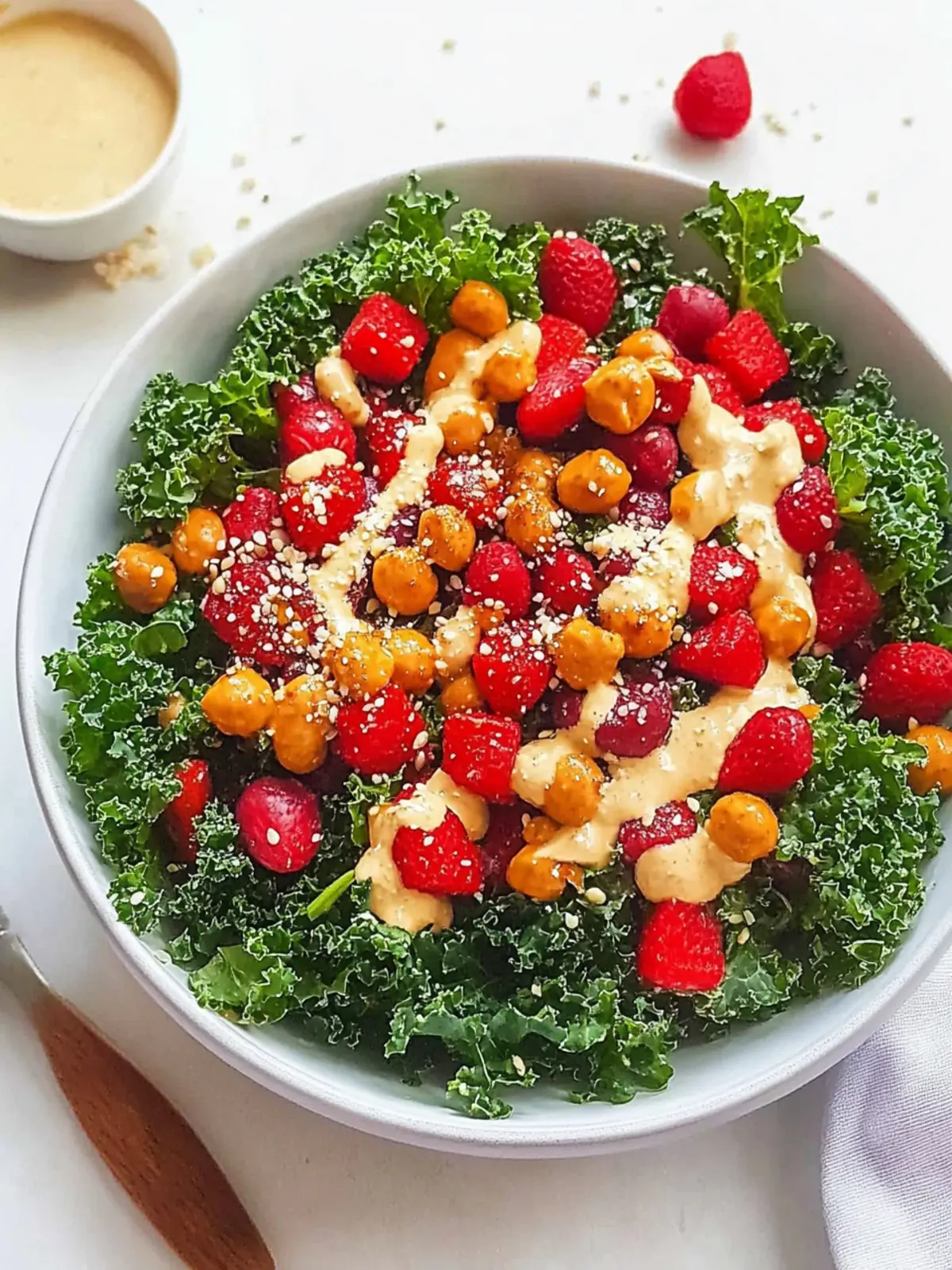 Vegan Kale Salad With Tahini Dressing