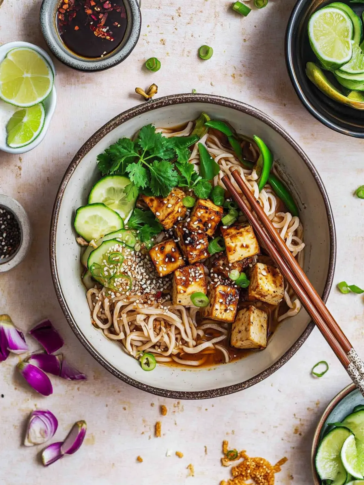 Quick Tahini Tofu Ramen Noodles (Vegan Gluten-Free)