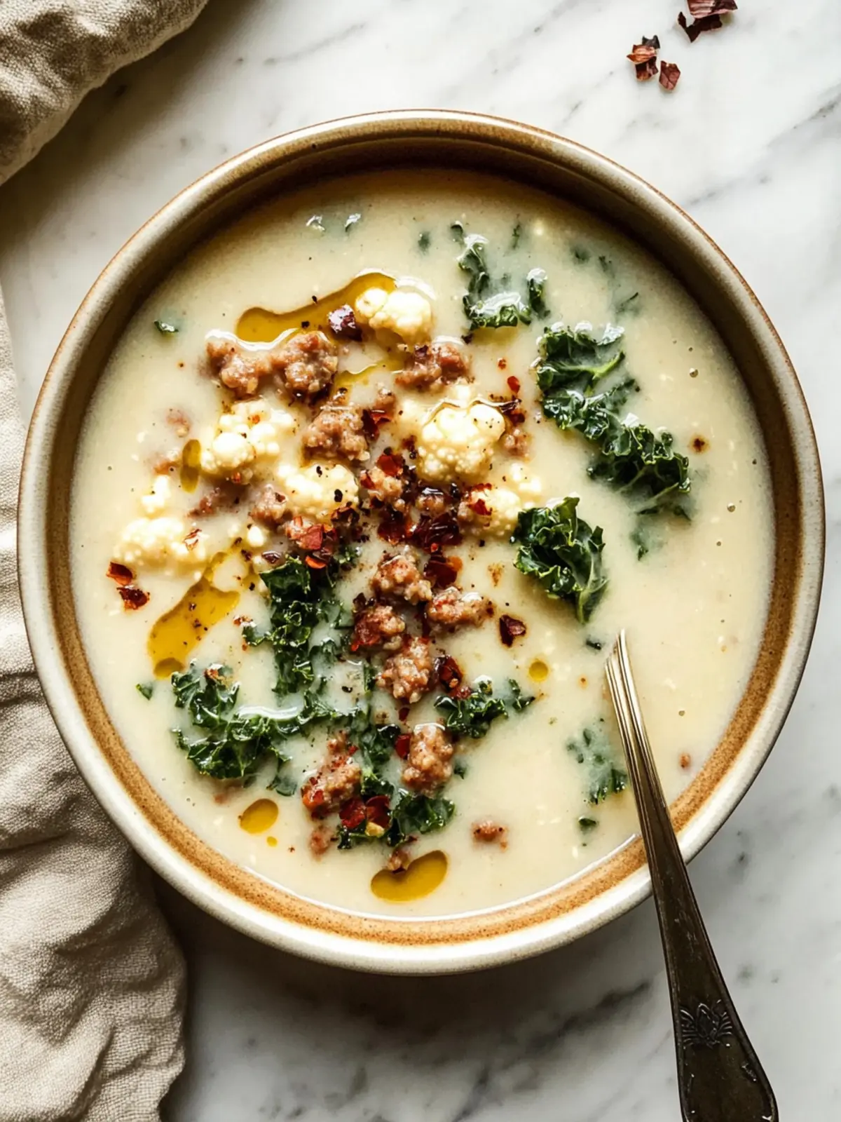 Cauliflower Sausage Kale Soup