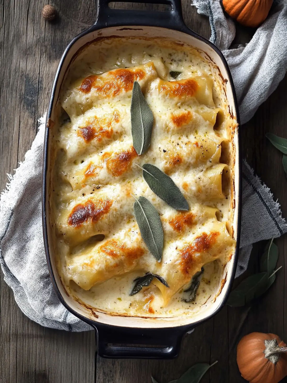 Butternut squash Cannelloni with Walnut-Sage Béchamel Sauce