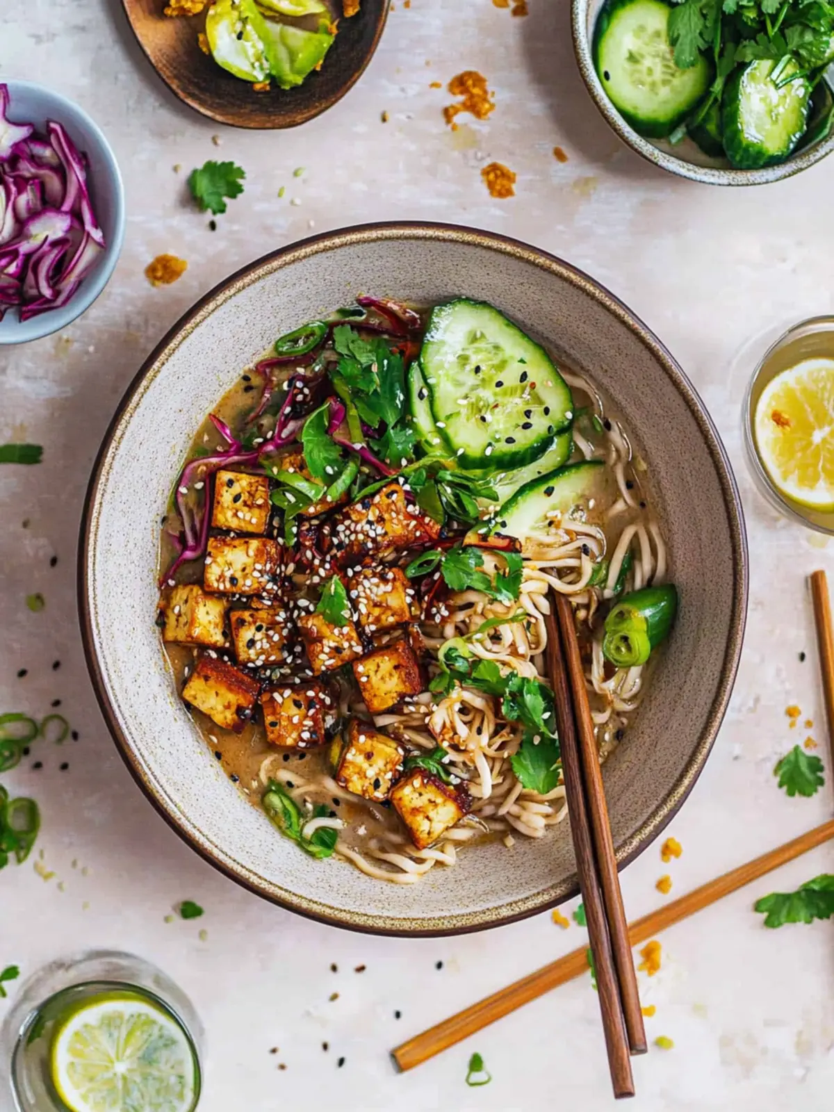Quick Tahini Tofu Ramen Noodles (Vegan Gluten-Free)
