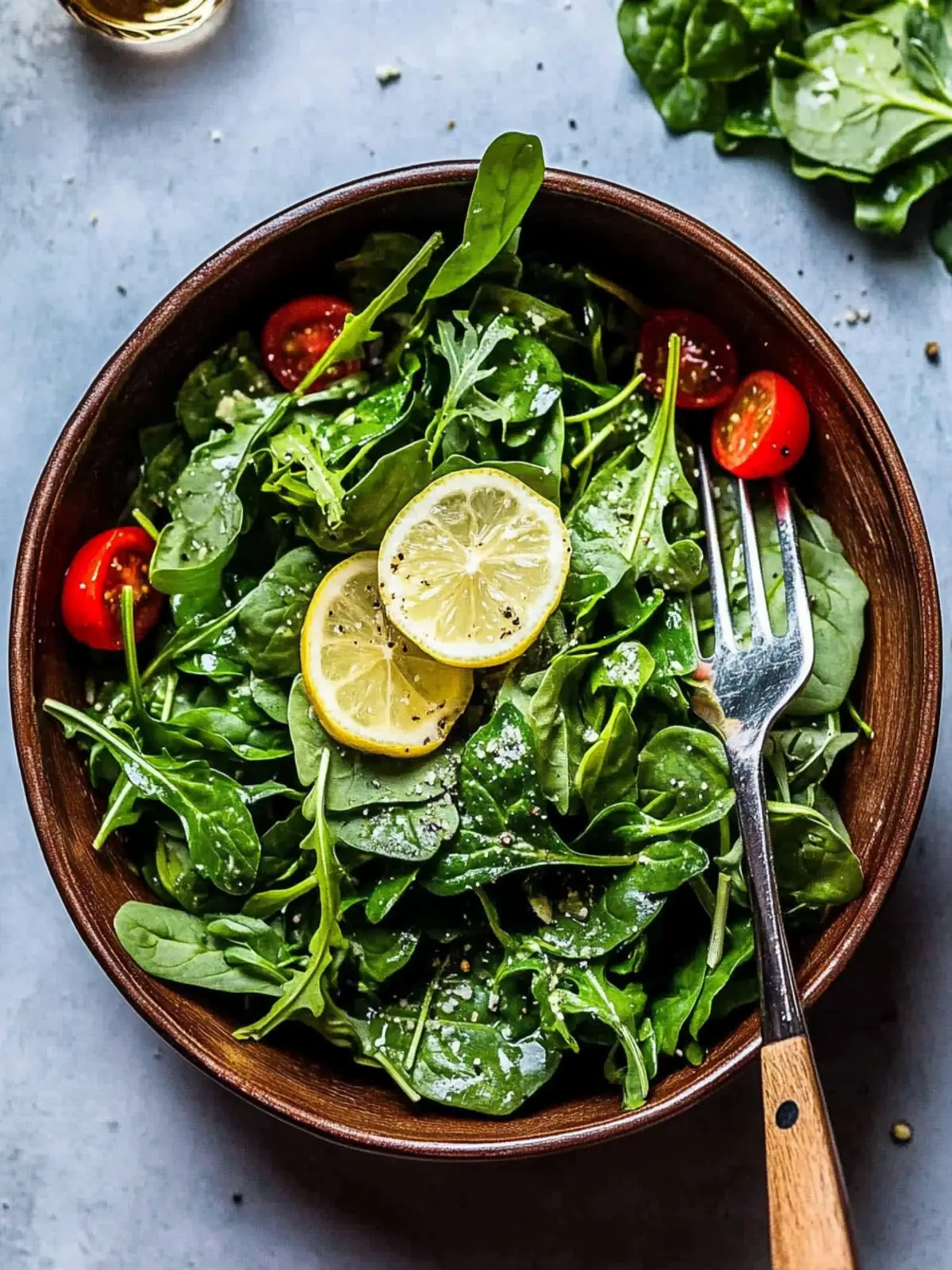 Simple Spinach Arugula Salad with Lemon Vinaigrette