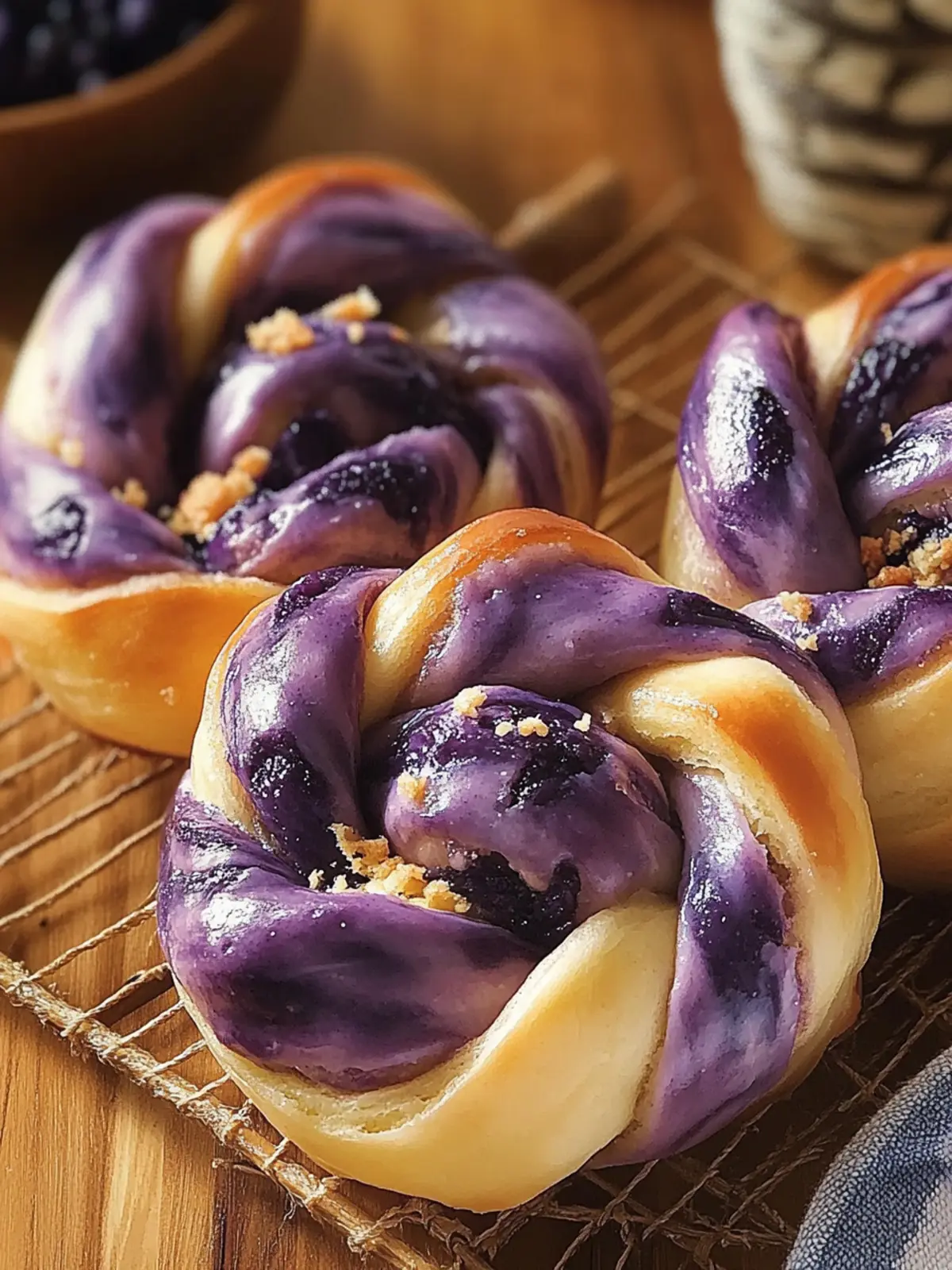 Ube Cheese Braided Buns